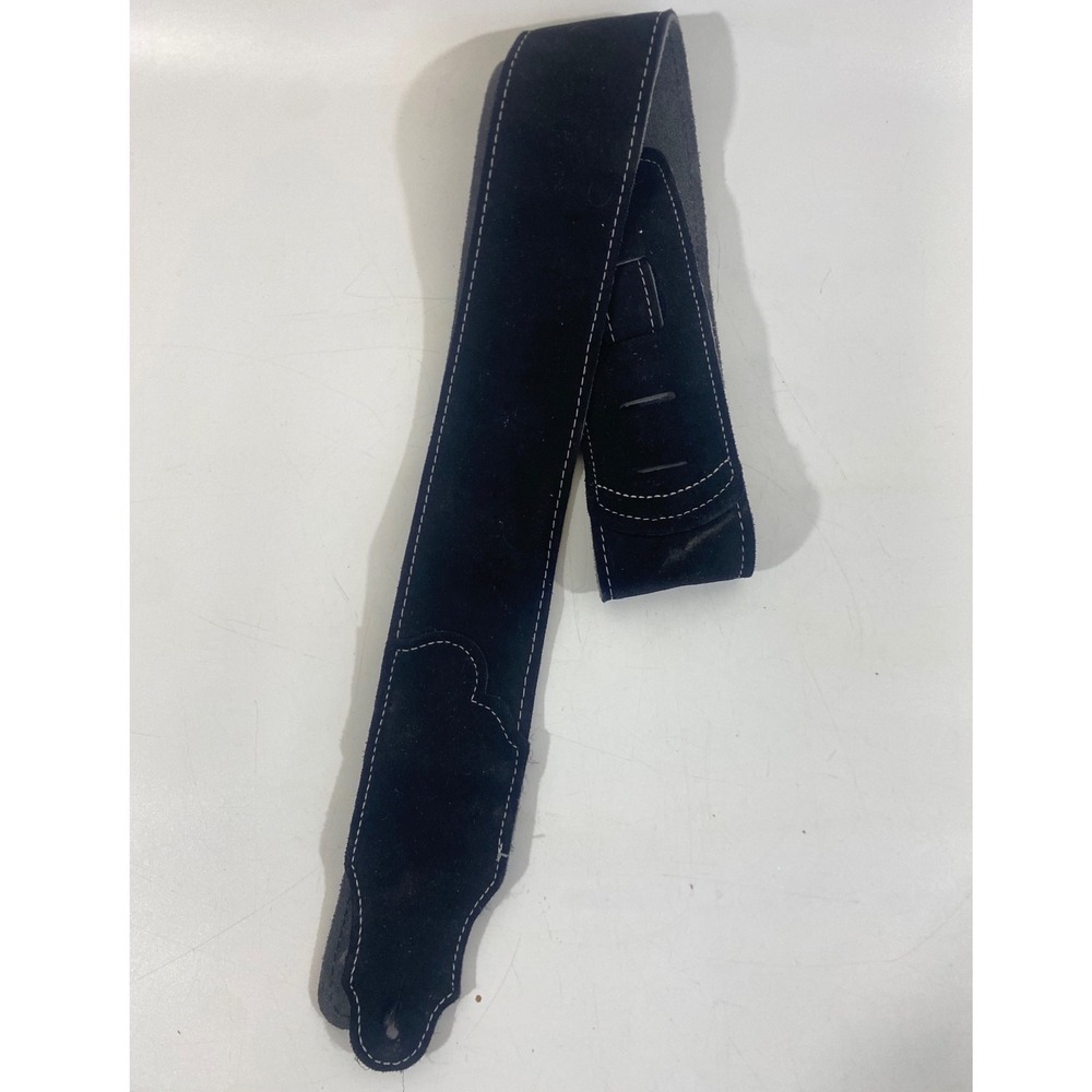 FRANKLIN Black Suede Guitar Strap Contrast Stitch Adjustable Acoustic Electric